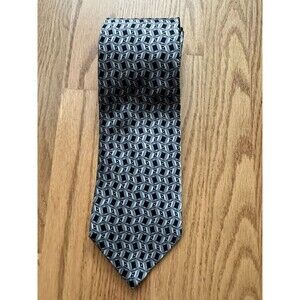 Charleston Tie Rack 100% Silk Men’s Tie Blue Geometric Italian  3.5”X 58”‎ NWOT